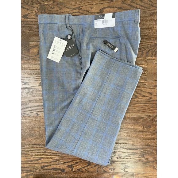 Lauren Ralph Lauren Men's 44x32 Classic Fit Flat Front Suit Pants Grey/Blue NEW
